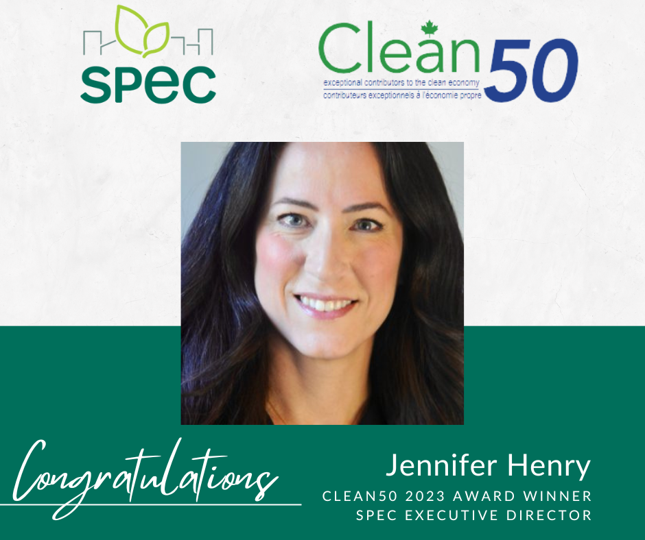 SPEC Executive Director honored as an exceptional contributor to the clean economy for her work in reducing coffee house waste in Canada