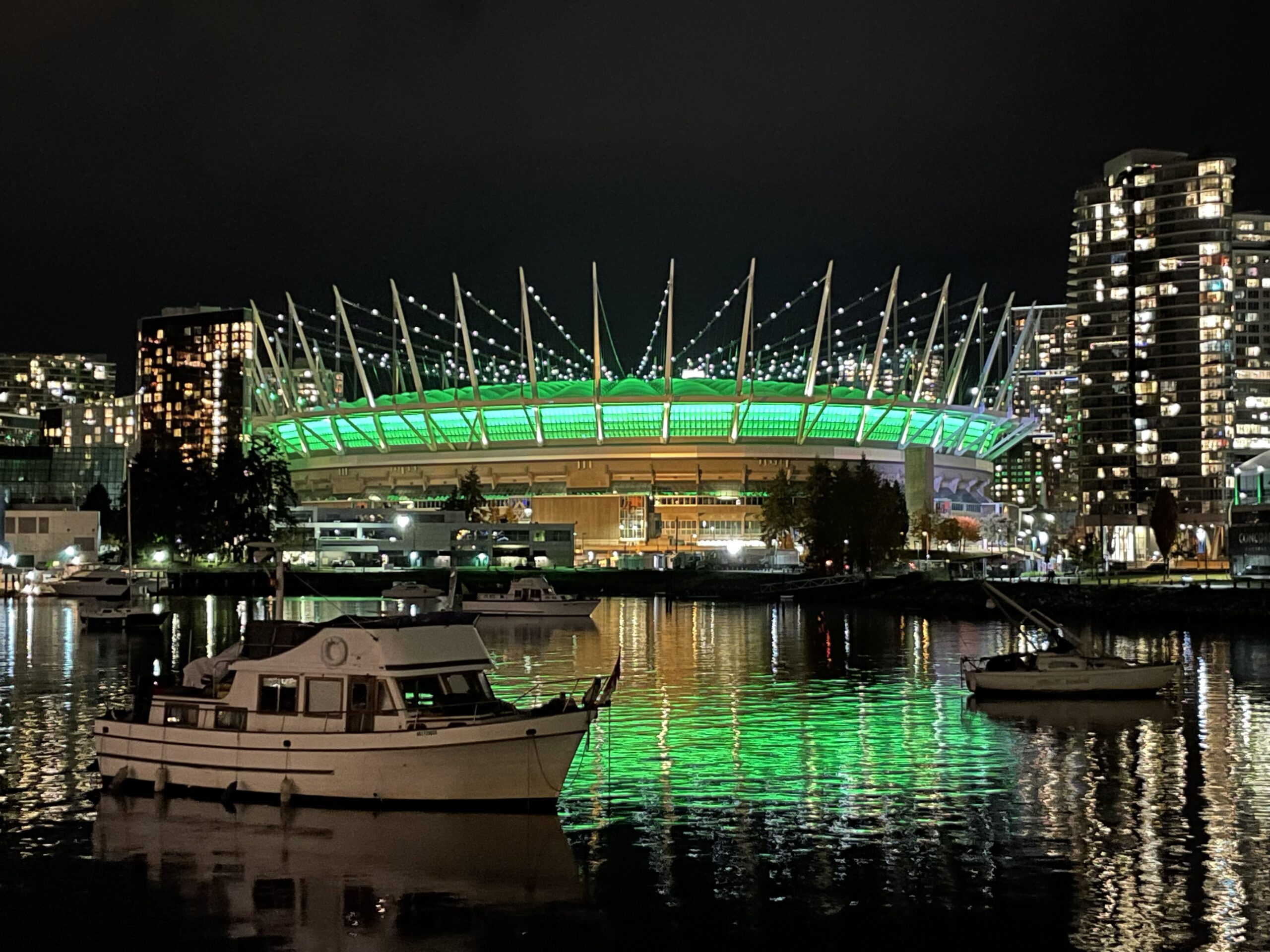 BC Place lit Green for Waste Reduction Week